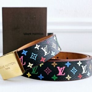 Louis Vuitton Black Multicolor Murakami Belt 90/36